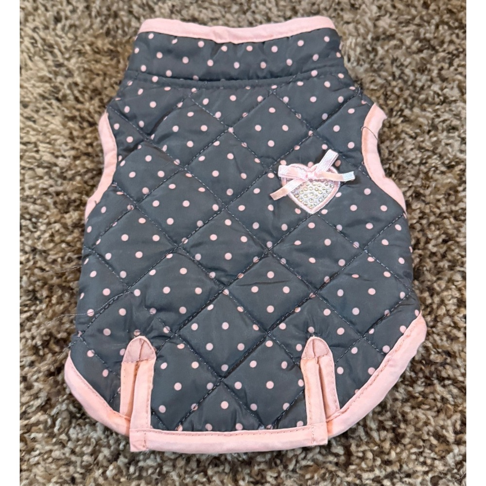 Smoochie Pooch Dog Gray & Pink Polka Dot Vest XXS